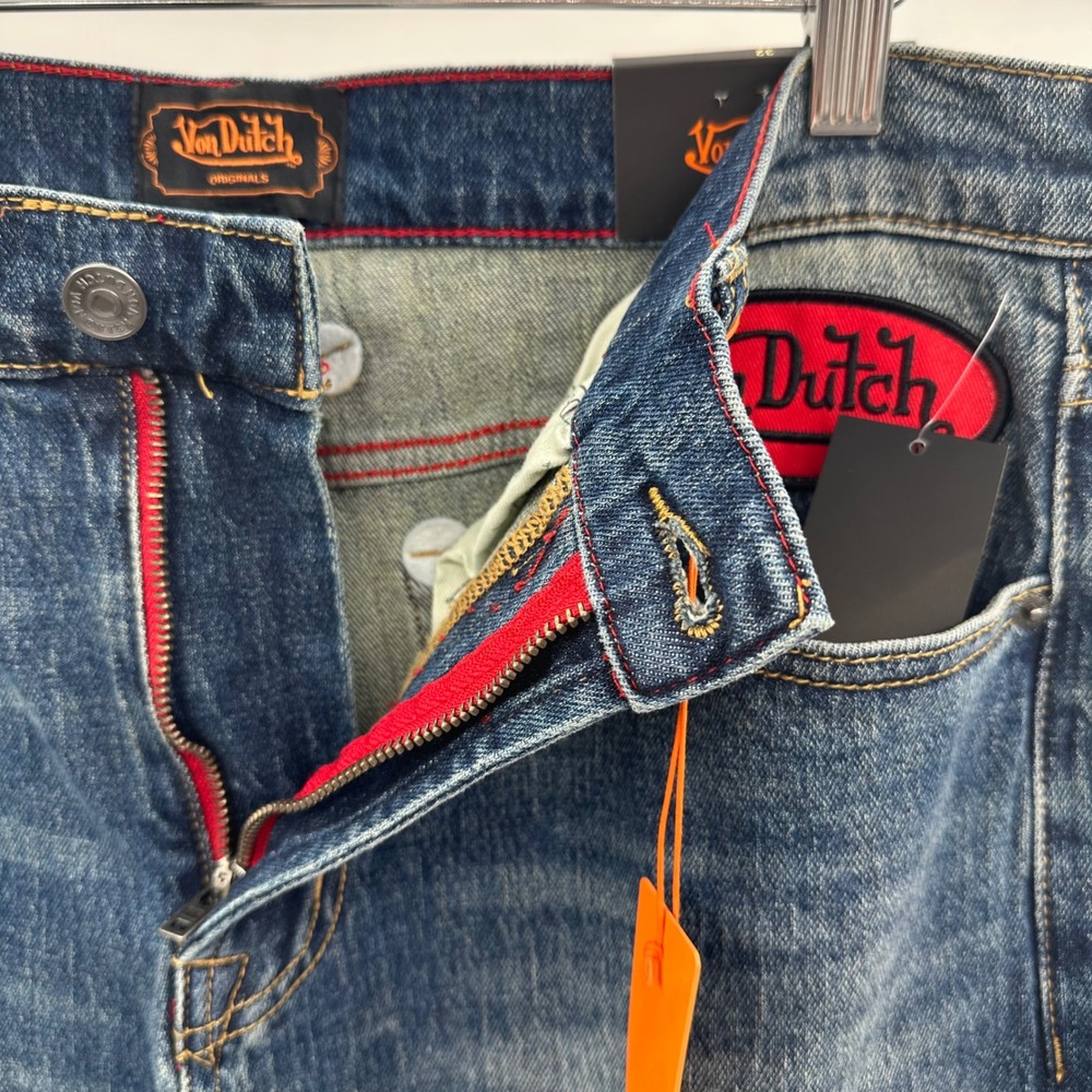 Von Dutch Originals Mens Patchwork Distressed Jeans Blue 32x32 VD27121MD21 NWT - Picture 7 of 16